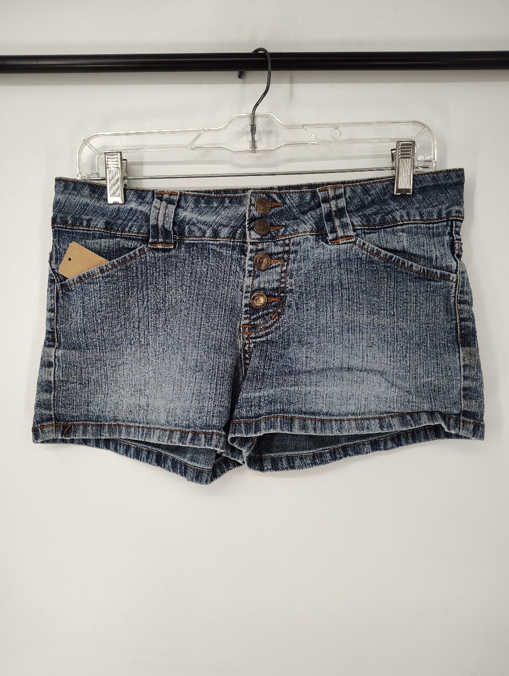 Paris Blues Faded Blue Button-Front Denim Shorts
